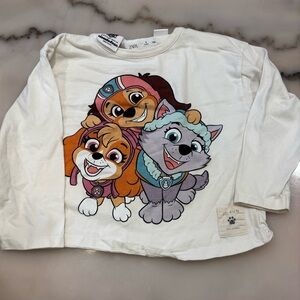 Zara Kids Long Sleeve Shirt - White with Paw Patrol Design